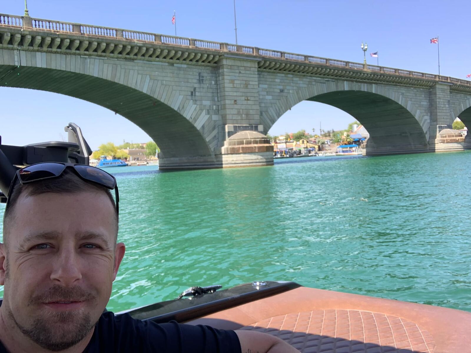 Boat selfie under the London Bridge — Lake Havasu