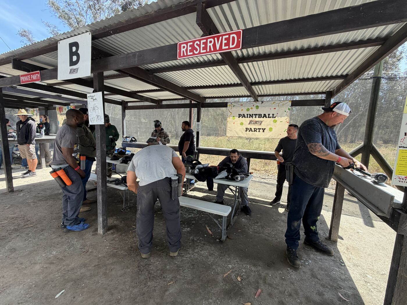 Reserved Station B — paintball staging in full swing