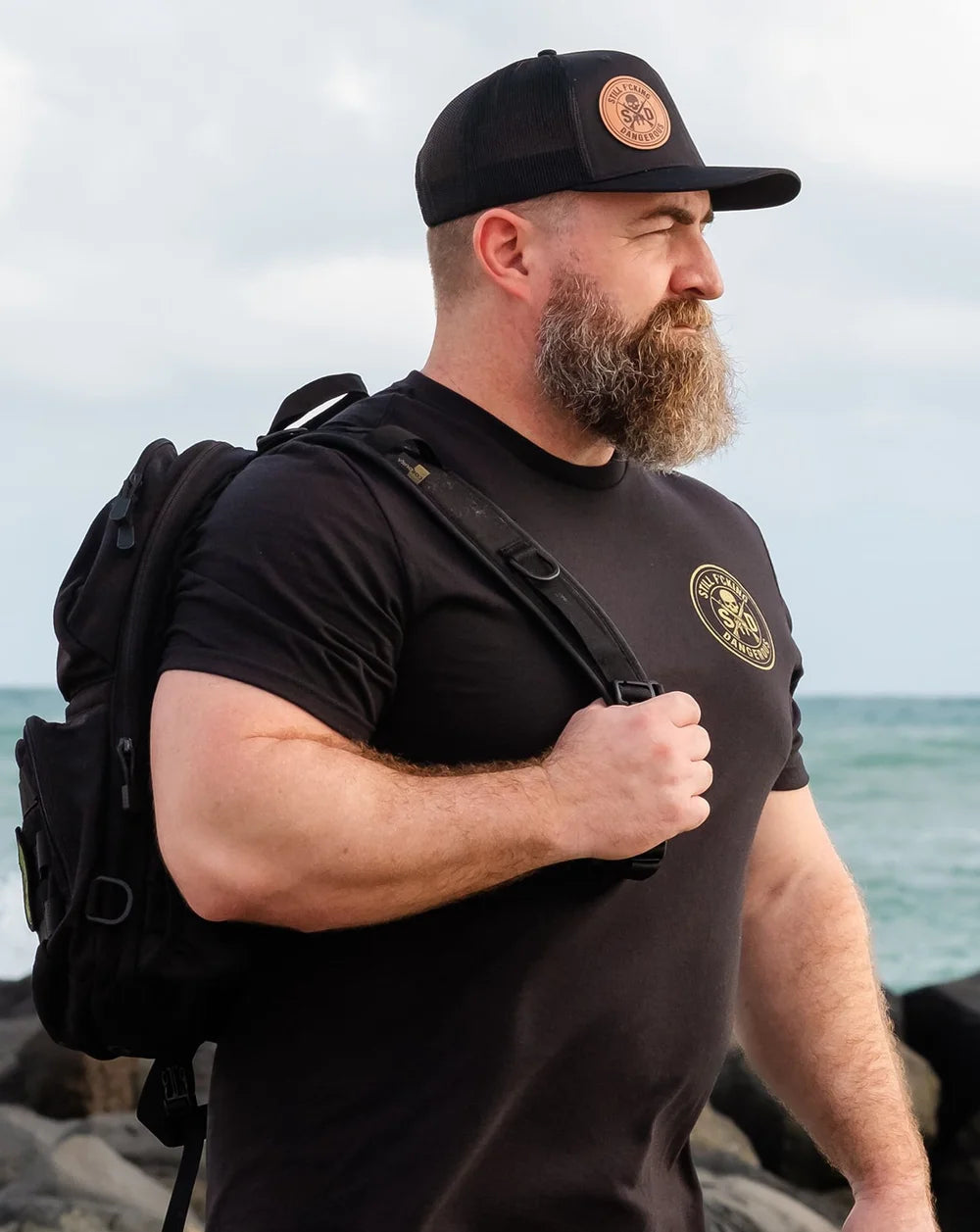 SFD Black Trucker Hat – Leather Patch Edition